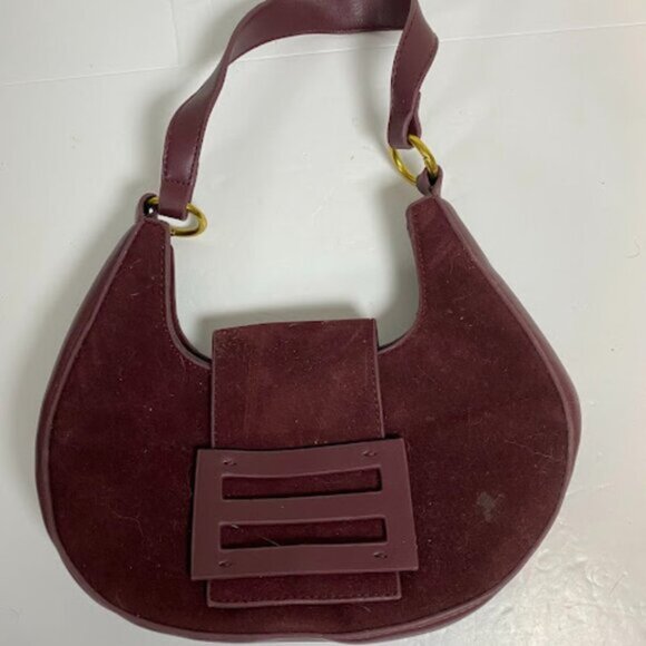 Women's Maroon Leather Shoulder Bag Hobo Bag - Picture 8 of 8